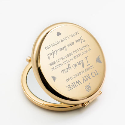 Yountown Gifts for Wife - I Love You Wife Gold Compact Mirror Avelisse