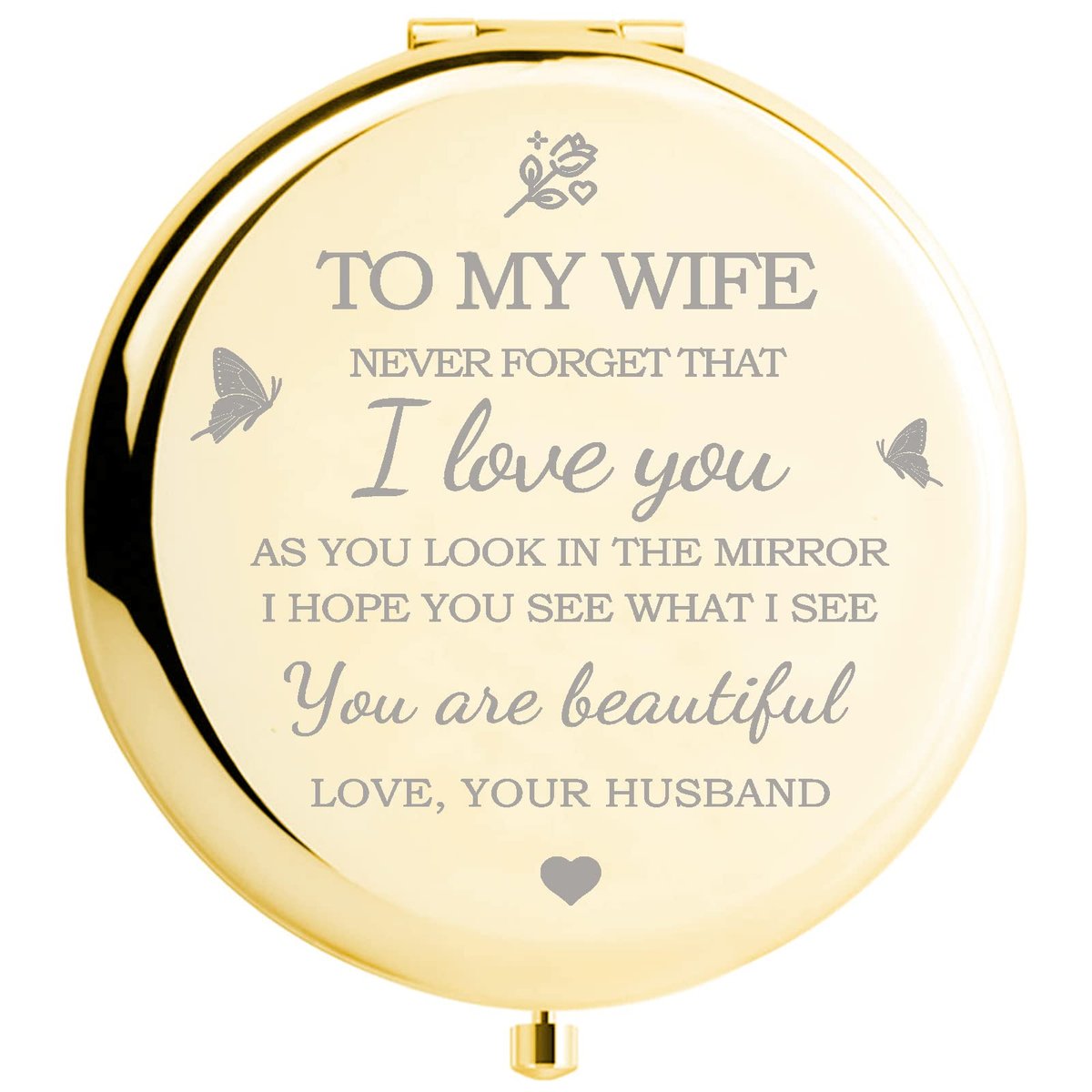 Yountown Gifts for Wife - I Love You Wife Gold Compact Mirror Avelisse