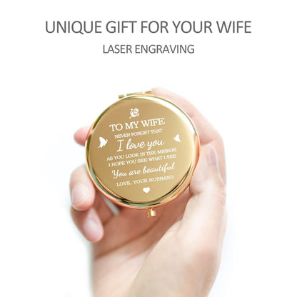 Yountown Gifts for Wife - I Love You Wife Gold Compact Mirror Avelisse