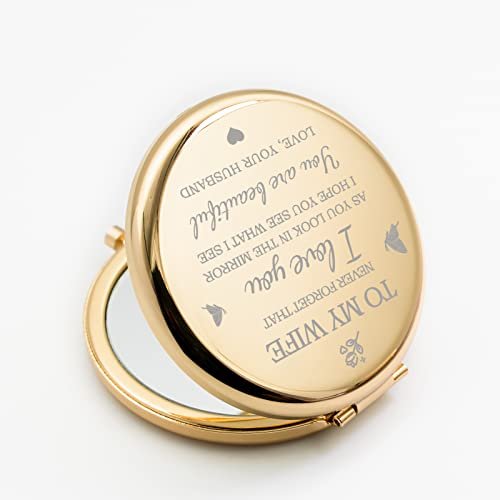 Yountown Gifts for Wife - I Love You Wife Gold Compact Mirror Avelisse