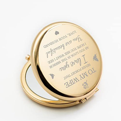 Yountown Gifts for Wife - I Love You Wife Gold Compact Mirror Avelisse