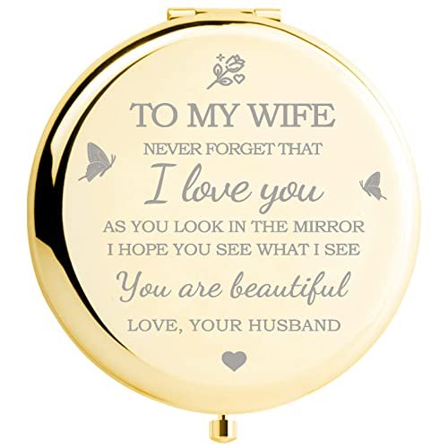 Yountown Gifts for Wife - I Love You Wife Gold Compact Mirror Avelisse