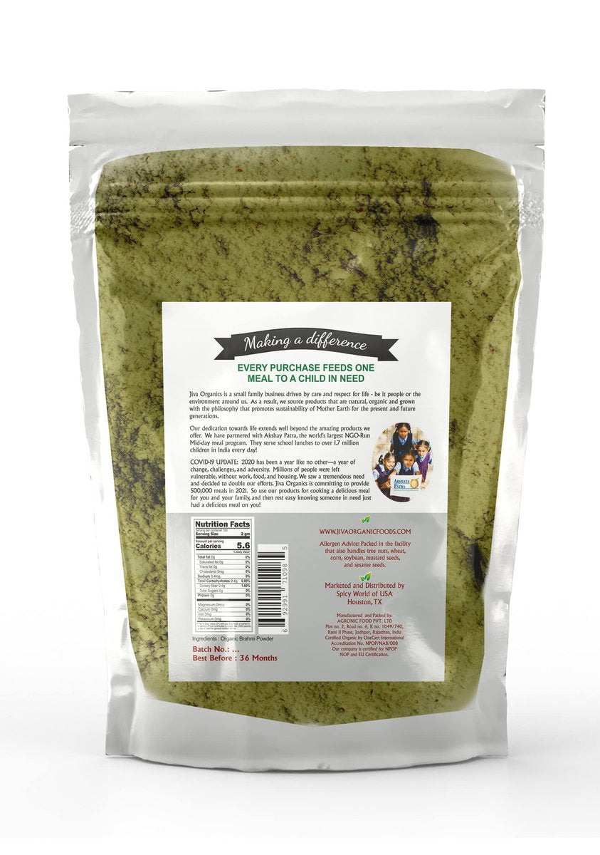 Jiva Organic Brahmi Powder 7 oz (200g) – Natural Hair Mask, Non-GMO Bacopa Monnieri - görsel 3