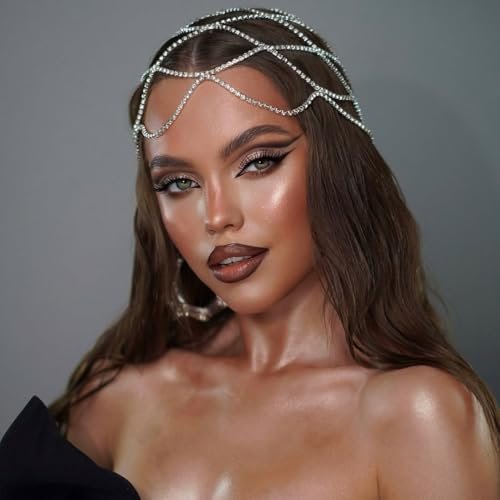 StoneFans Rhinestone Mesh Headpiece Cap – Silver Crystal Flapper Head Chain for Women, Roaring 20s Bridal Party Hair Accessory Avelisse
