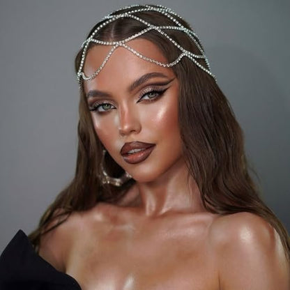 StoneFans Rhinestone Mesh Headpiece Cap – Silver Crystal Flapper Head Chain for Women, Roaring 20s Bridal Party Hair Accessory Avelisse