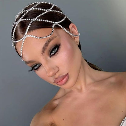 StoneFans Rhinestone Mesh Headpiece Cap – Silver Crystal Flapper Head Chain for Women, Roaring 20s Bridal Party Hair Accessory Avelisse