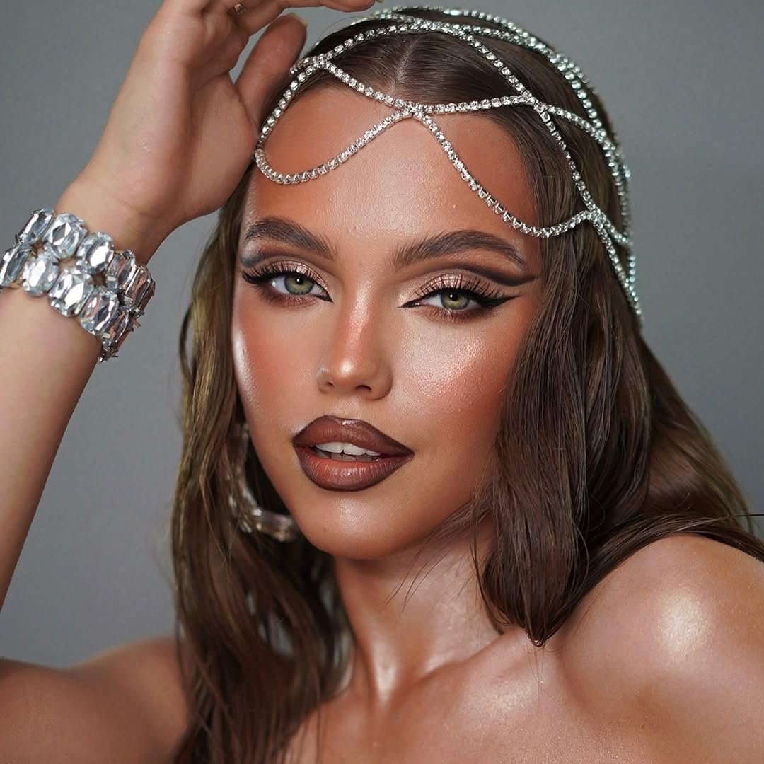StoneFans Rhinestone Mesh Headpiece Cap – Silver Crystal Flapper Head Chain for Women, Roaring 20s Bridal Party Hair Accessory Avelisse