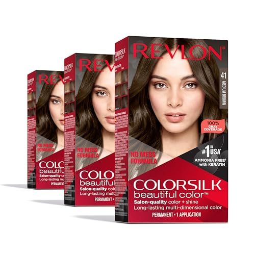 Revlon Colorsilk Beautiful Color Permanent Hair Color - 41 Medium Brown (Pack of 3) Avelisse