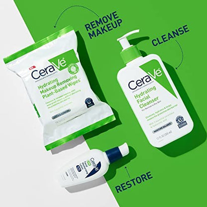 CeraVe Makeup Remover Wipes - Plant Based Face Wipes, Biodegradable in Compost, Waterless Face Wash, Fragrance-Free & Non-Comedogenic, 25 Count Avelisse