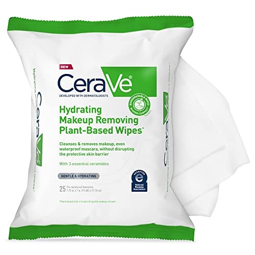 CeraVe Makeup Remover Wipes - Plant Based Face Wipes, Biodegradable in Compost, Waterless Face Wash, Fragrance-Free & Non-Comedogenic, 25 Count Avelisse