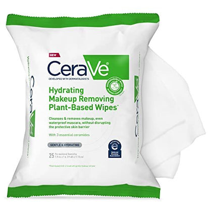 CeraVe Makeup Remover Wipes - Plant Based Face Wipes, Biodegradable in Compost, Waterless Face Wash, Fragrance-Free & Non-Comedogenic, 25 Count Avelisse