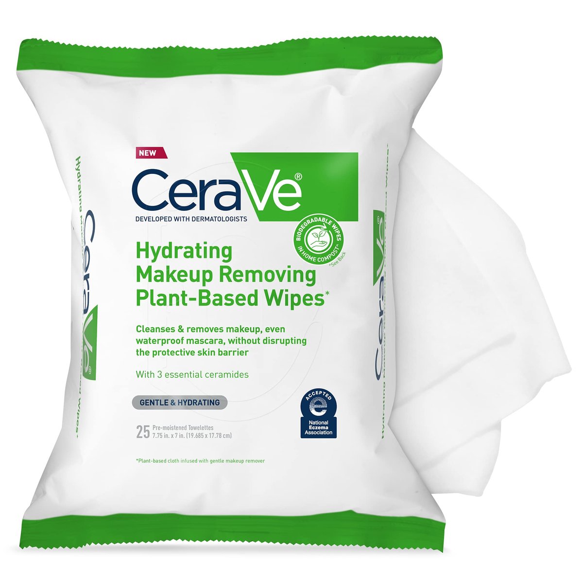 CeraVe Makeup Remover Wipes - Plant Based Face Wipes, Biodegradable in Compost, Waterless Face Wash, Fragrance-Free & Non-Comedogenic, 25 Count Avelisse