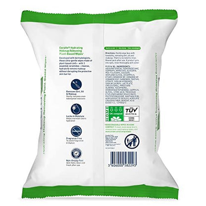 CeraVe Makeup Remover Wipes - Plant Based Face Wipes, Biodegradable in Compost, Waterless Face Wash, Fragrance-Free & Non-Comedogenic, 25 Count Avelisse