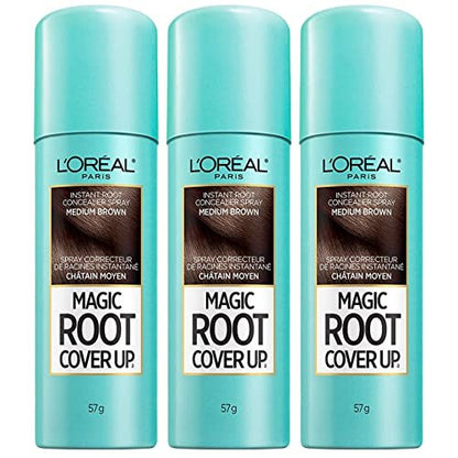 L'Oreal Paris Root Cover Up Hair Color Touch Up Spray, Medium Brown, 2 Ounce (Pack of 3) Avelisse
