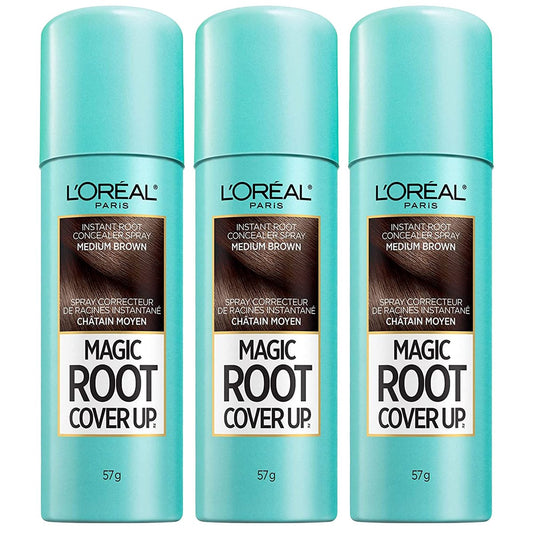 L'Oreal Paris Root Cover Up Hair Color Touch Up Spray, Medium Brown, 2 Ounce (Pack of 3) Avelisse