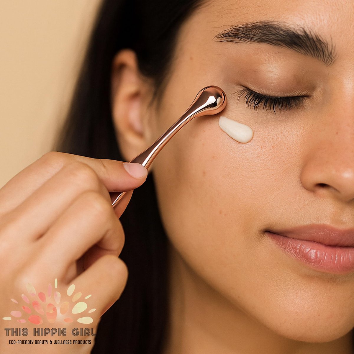 Rose Gold Eye Cream Applicator Tool - Under Eye Massager for Puffy Eyes, Dark Circles & Fine Lines | Cooling Metal Eye Wand | Premium Zinc Alloy Skincare Tool - görsel 9