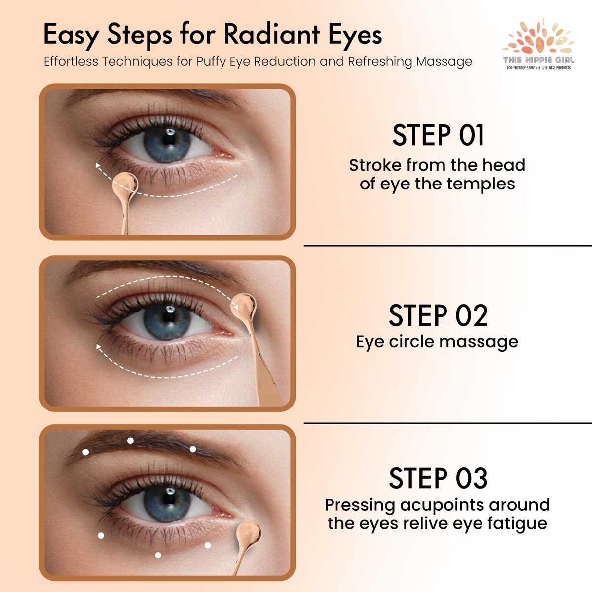 Rose Gold Eye Cream Applicator Tool - Under Eye Massager for Puffy Eyes, Dark Circles & Fine Lines | Cooling Metal Eye Wand | Premium Zinc Alloy Skincare Tool - görsel 7