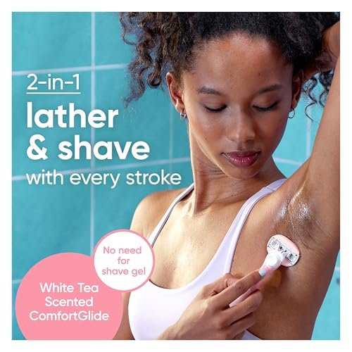 Gillette Venus ComfortGlide White Tea Women's Razor Blade Refills, 4-Count + 2 Olay Infused Refills Avelisse