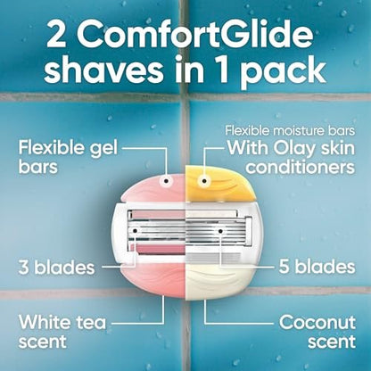 Gillette Venus ComfortGlide White Tea Women's Razor Blade Refills, 4-Count + 2 Olay Infused Refills Avelisse