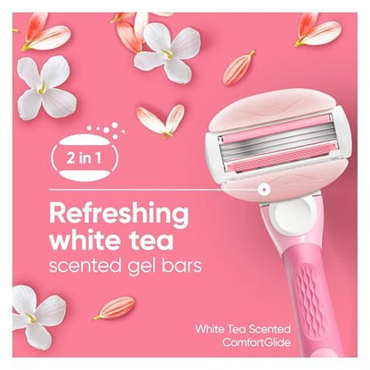 Gillette Venus ComfortGlide White Tea Women's Razor Blade Refills, 4-Count + 2 Olay Infused Refills Avelisse