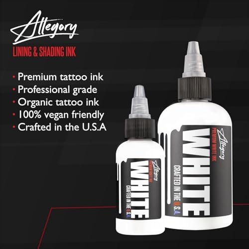 Allegory Premium White Tattoo Ink – 2 oz Vegan Friendly Organic Ink for Mixing, Shading & Highlighting, Made in USA Avelisse