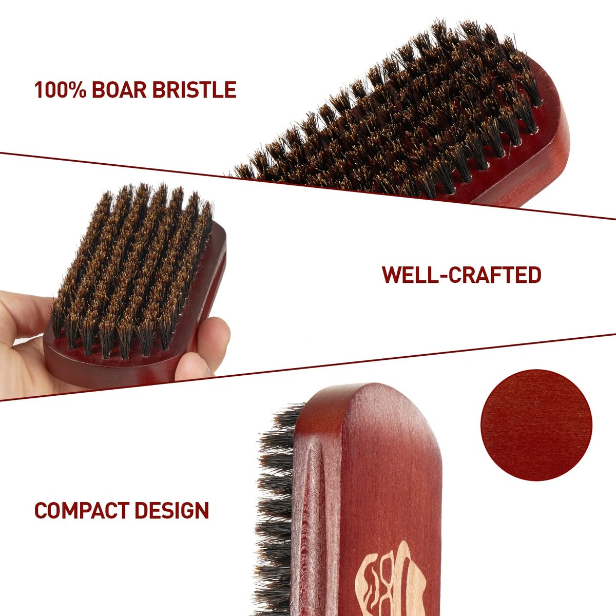 Premium Beard Brush – 100% Boar Bristle with Natural Black Walnut Wood Handle for Men - görsel 3