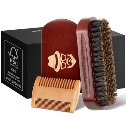 Premium Beard Brush – 100% Boar Bristle with Natural Black Walnut Wood Handle for Men