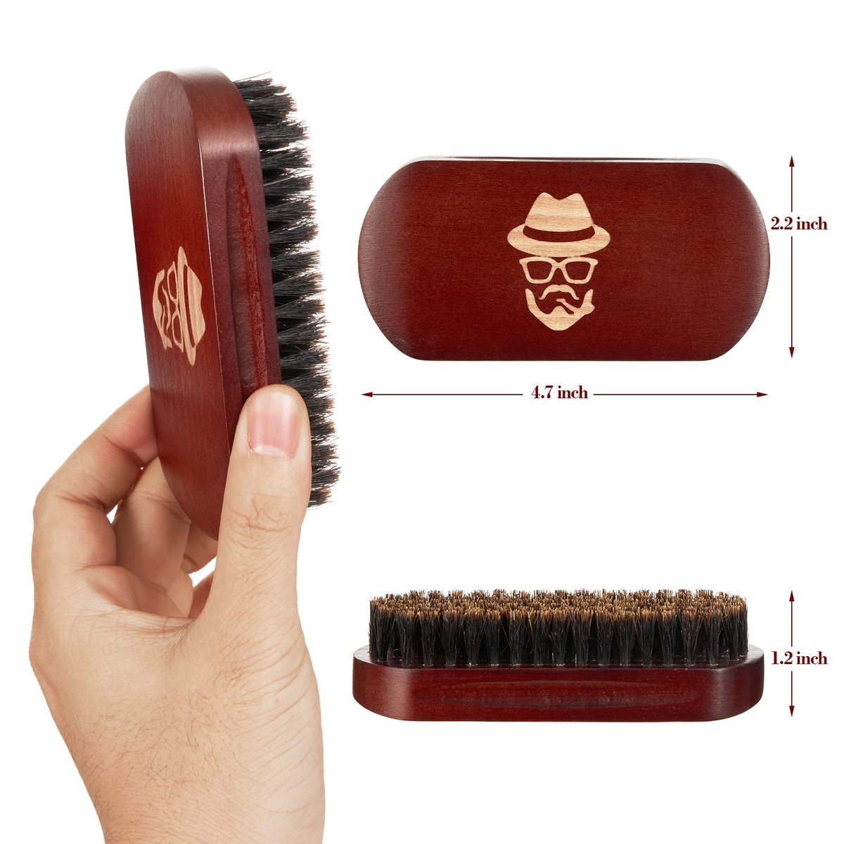Premium Beard Brush – 100% Boar Bristle with Natural Black Walnut Wood Handle for Men - görsel 5
