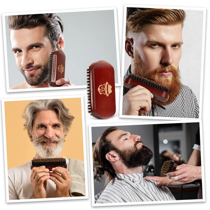 Premium Beard Brush – 100% Boar Bristle with Natural Black Walnut Wood Handle for Men