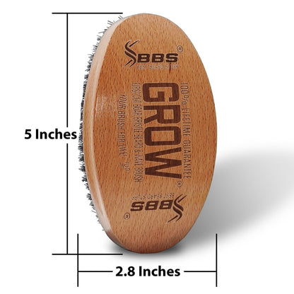 GROW Beard Brush & 360 Wave Brush for Men - Natural Boar Bristle for Fuller, Thicker Hair, Beard & Mustache - Premium Full-Size to Exfoliate, Strengthen Hair, Stimulate & Boost Growth
