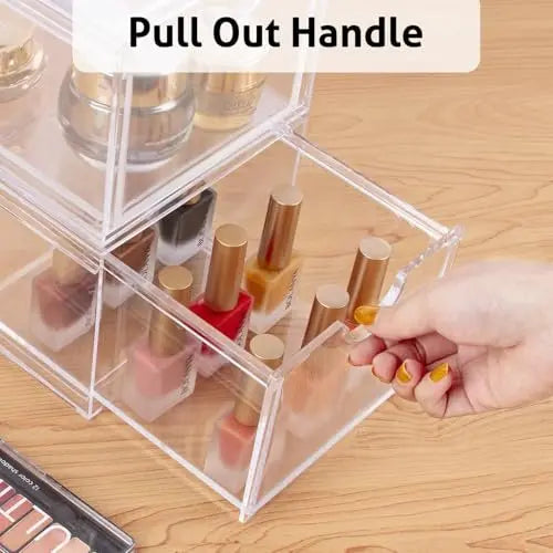 AMEITECH 2 Pack Clear Stackable Storage Drawer - Acrylic Bathroom Makeup Organizer for Vanity, Kitchen Cabinets, Pantry, Undersink Avelisse