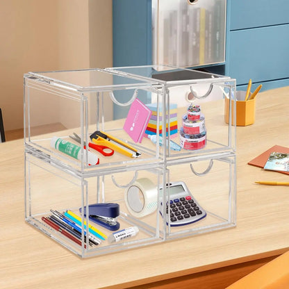 AMEITECH 2 Pack Clear Stackable Storage Drawer - Acrylic Bathroom Makeup Organizer for Vanity, Kitchen Cabinets, Pantry, Undersink Avelisse