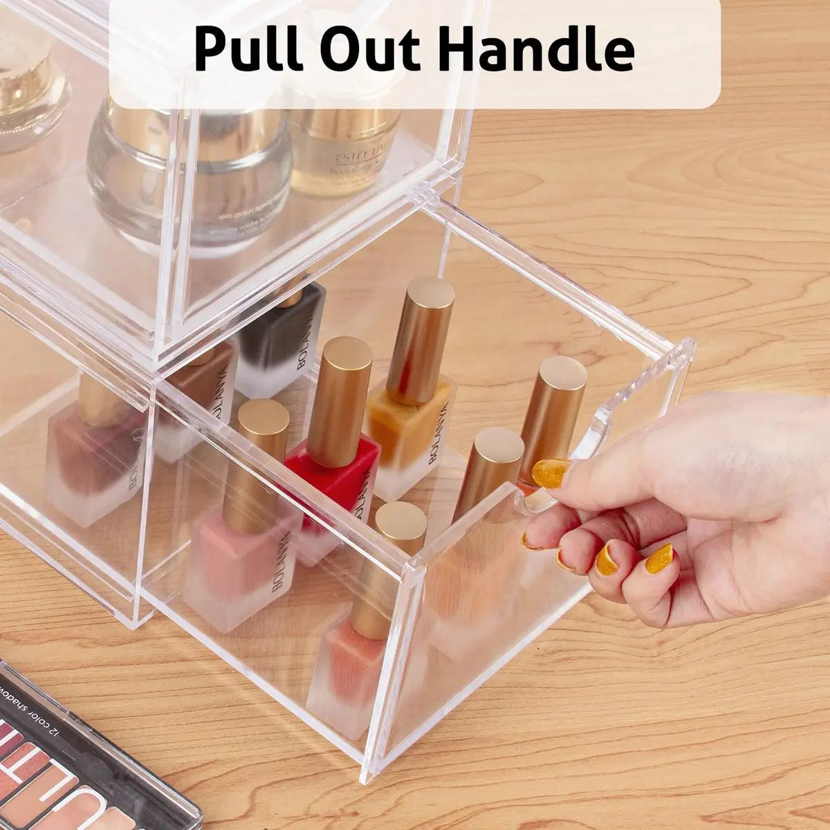 AMEITECH 2 Pack Clear Stackable Storage Drawer - Acrylic Bathroom Makeup Organizer for Vanity, Kitchen Cabinets, Pantry, Undersink Avelisse