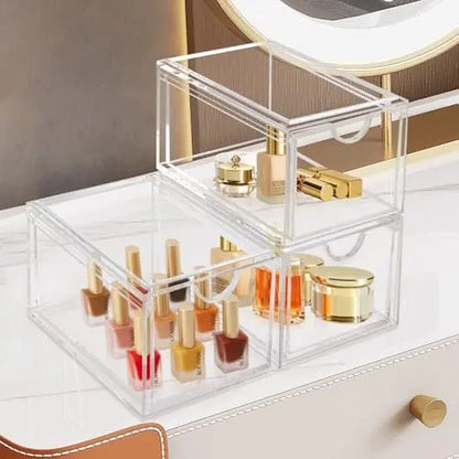 AMEITECH 2 Pack Clear Stackable Storage Drawer - Acrylic Bathroom Makeup Organizer for Vanity, Kitchen Cabinets, Pantry, Undersink Avelisse