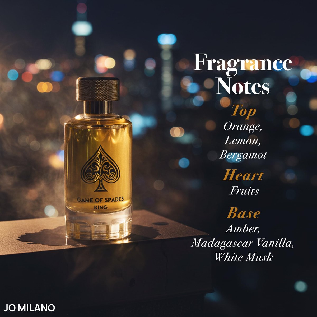 Jo Milano Game of Spades King Parfum Spray for Men - 3.4 oz (100ml) Long Lasting Vanilla, Amber, Citrus & White Musk Fragrance Avelisse