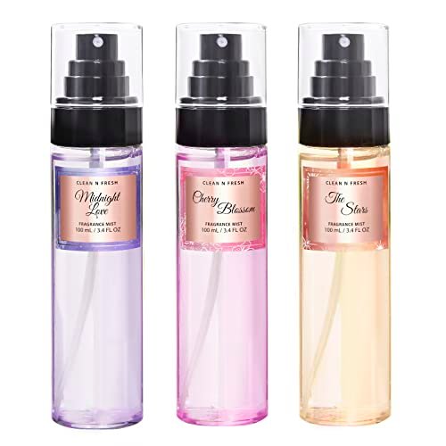 Clean-n-Fresh Body Spray for Women, Body Mist, Fragrance Mist Gift Sets, Pack of 3, Each 3.4 Fl Oz, Total 10.2 Fl Oz, Cherry Blossom Avelisse