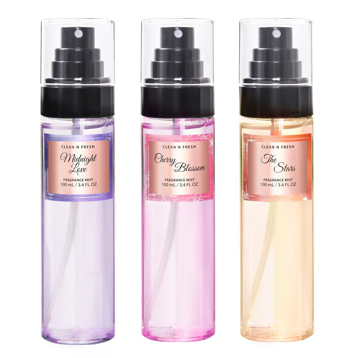 Clean-n-Fresh Body Spray for Women, Body Mist, Fragrance Mist Gift Sets, Pack of 3, Each 3.4 Fl Oz, Total 10.2 Fl Oz, Cherry Blossom Avelisse