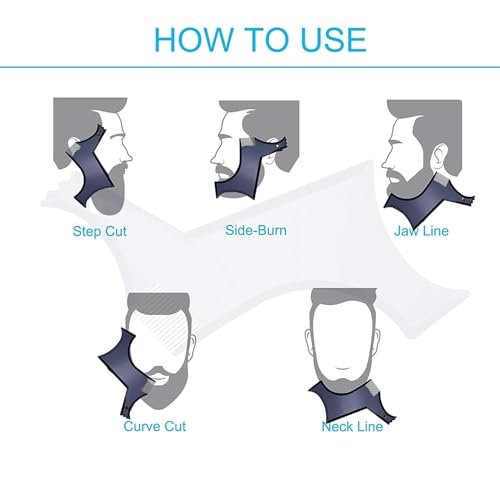 Beard Shaping Tool with Template and Edger - Symmetric Jaw, Cheek & Neck Lines for Stylish Goatee, Mustache, and Curve Step Cut (Pack of 1) - Grooming Guide Included - görsel 8