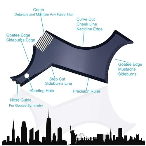Beard Shaping Tool with Template and Edger - Symmetric Jaw, Cheek & Neck Lines for Stylish Goatee, Mustache, and Curve Step Cut (Pack of 1) - Grooming Guide Included - görsel 4