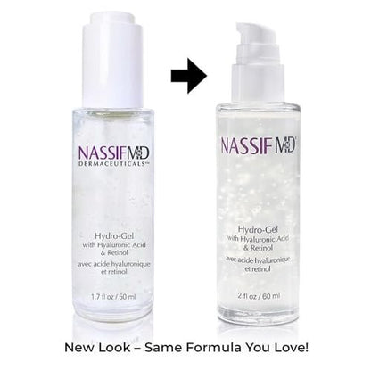 NassifMD Hydro-Gel with Hyaluronic Acid Moisturizer, Salicylic Acid Serum, Retinol Serum for Face