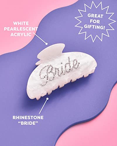 xo, Fetti Bride Claw Clip - White Acrylic Rhinestone Hair Clip for Weddings, Bachelorette Parties & Bridal Gifts Avelisse