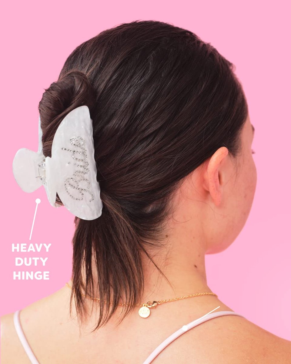 xo, Fetti Bride Claw Clip - White Acrylic Rhinestone Hair Clip for Weddings, Bachelorette Parties & Bridal Gifts Avelisse