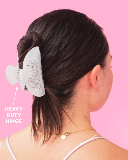 xo, Fetti Bride Claw Clip - White Acrylic Rhinestone Hair Clip for Weddings, Bachelorette Parties & Bridal Gifts Avelisse