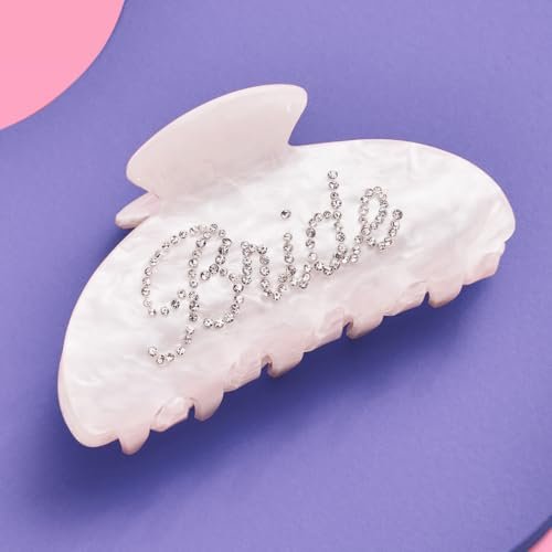 xo, Fetti Bride Claw Clip - White Acrylic Rhinestone Hair Clip for Weddings, Bachelorette Parties & Bridal Gifts Avelisse