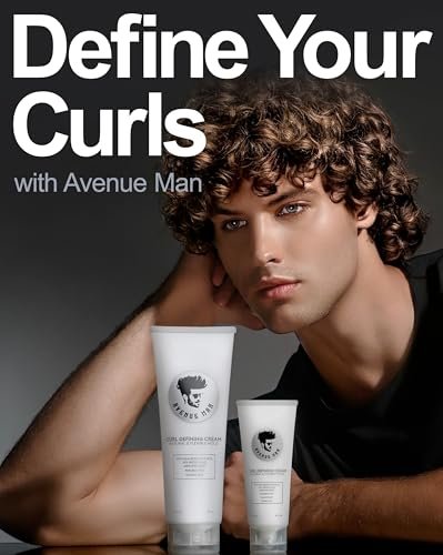 Avenue Man Curl Defining Cream - Natural & Flexible Hold for Curly & Wavy Hair - Paraben & Sulfate Free with Herbal Extracts (8 oz) Avelisse