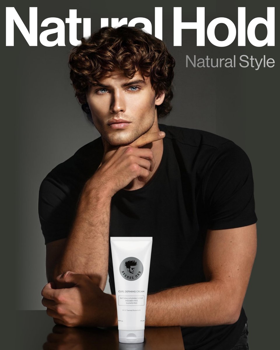 Avenue Man Curl Defining Cream - Natural & Flexible Hold for Curly & Wavy Hair - Paraben & Sulfate Free with Herbal Extracts (8 oz) Avelisse