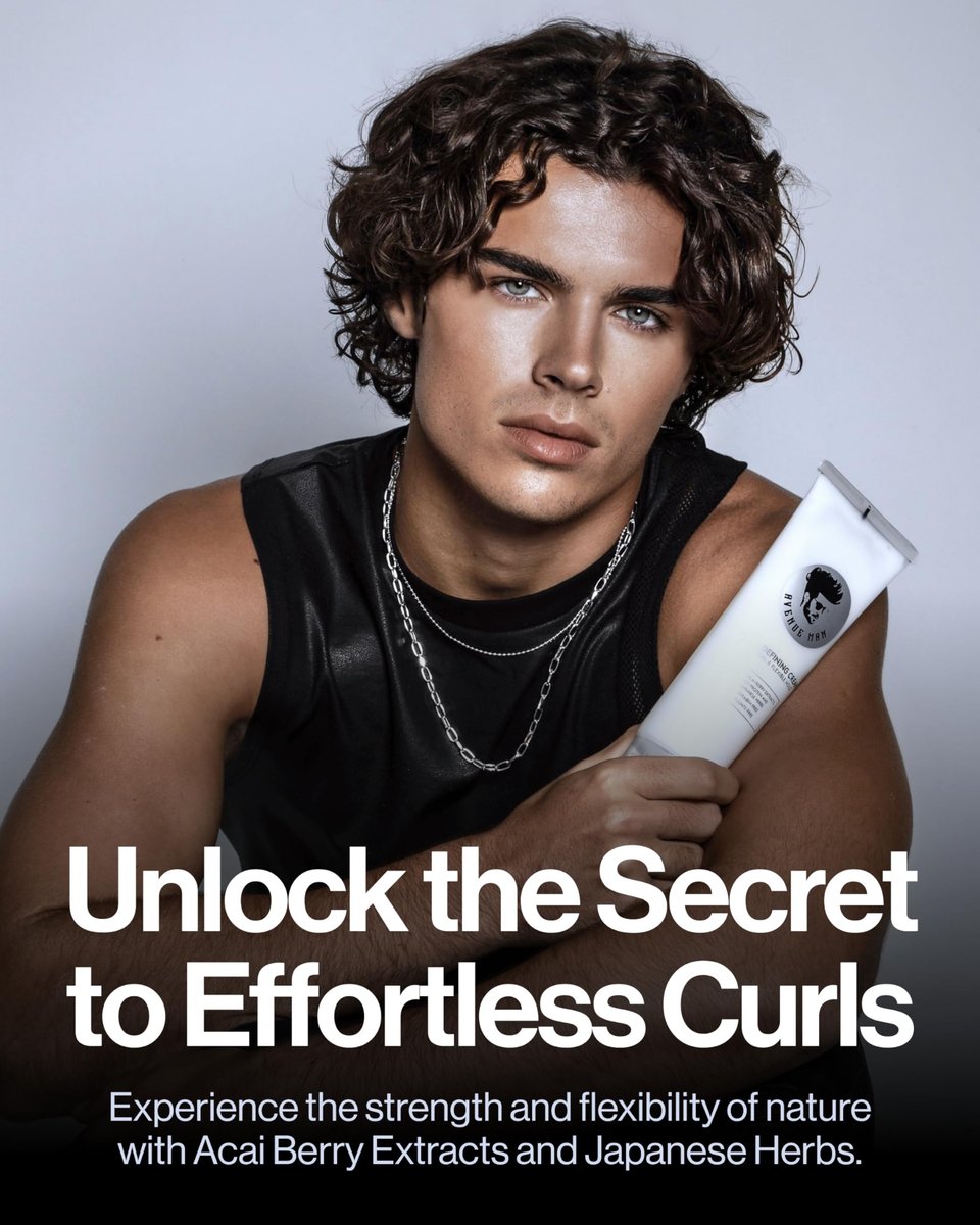Avenue Man Curl Defining Cream - Natural & Flexible Hold for Curly & Wavy Hair - Paraben & Sulfate Free with Herbal Extracts (8 oz) Avelisse