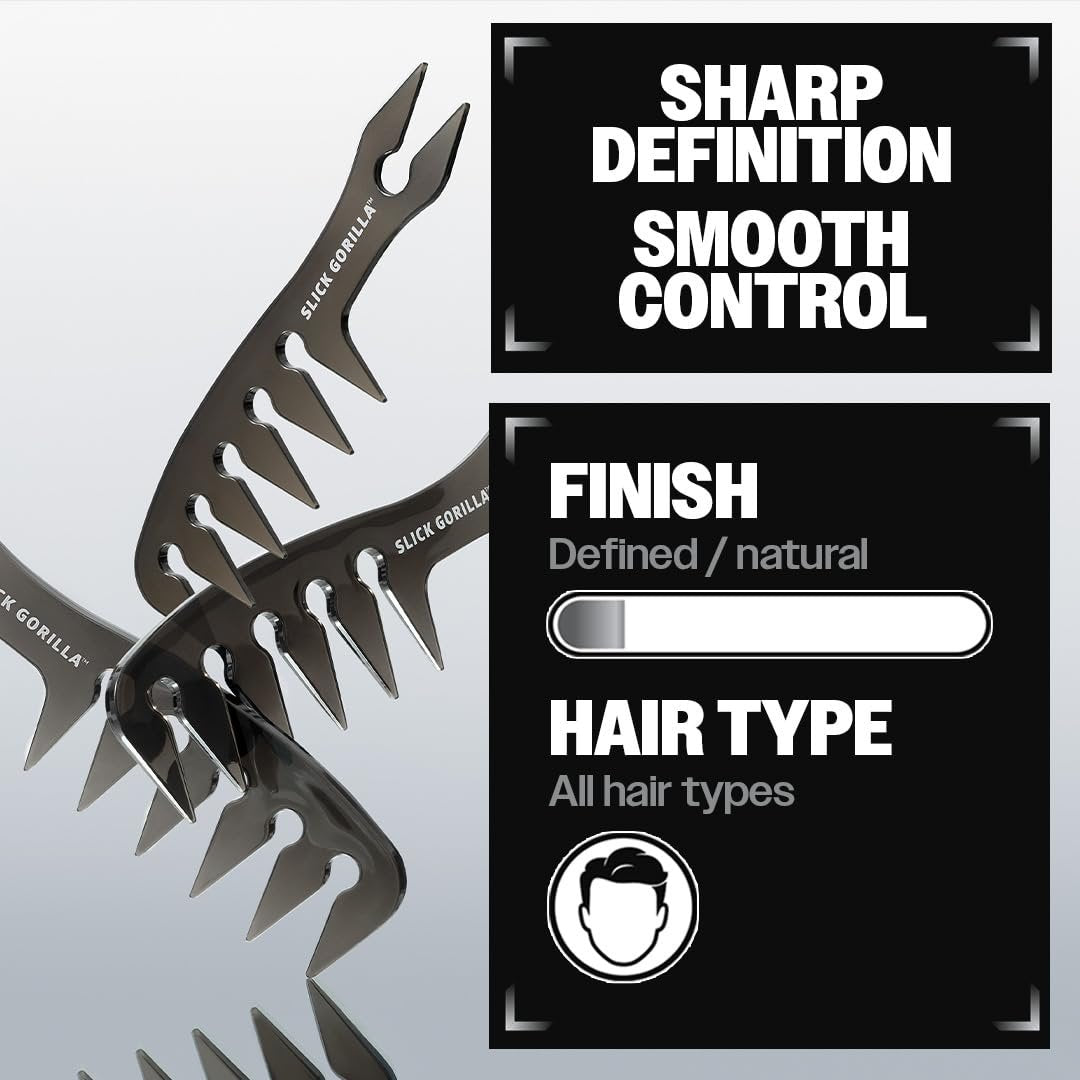 Slick Gorilla Texture Comb – Carbon Wide Tooth Comb for Men, Women, Straight, Wavy & Curly Hair | Large Black Avelisse