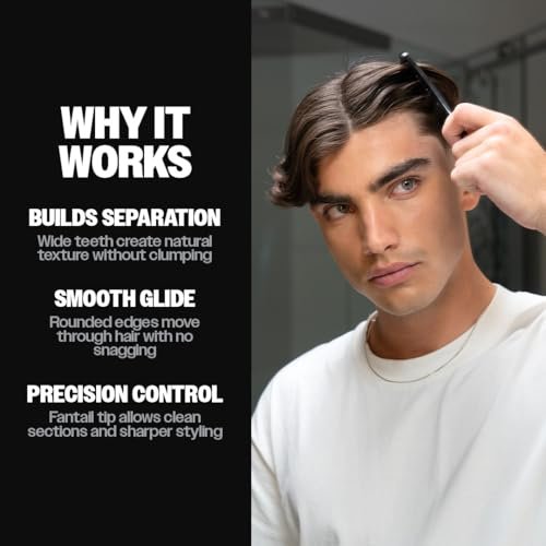 Slick Gorilla Texture Comb – Carbon Wide Tooth Comb for Men, Women, Straight, Wavy & Curly Hair | Large Black Avelisse