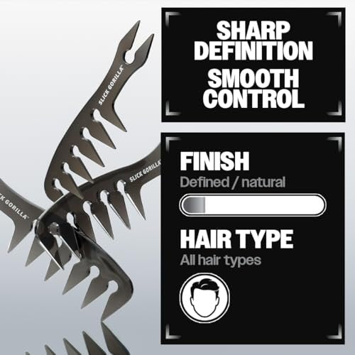 Slick Gorilla Texture Comb – Carbon Wide Tooth Comb for Men, Women, Straight, Wavy & Curly Hair | Large Black Avelisse